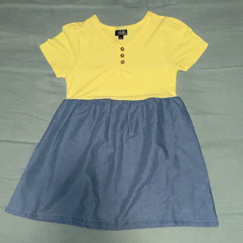 Yellow and Blue Kids Casual Dress